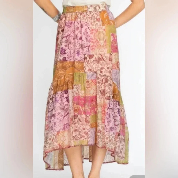 Johnny Was River Tirerd Midi High-Low Skirt Size Small - Picture 11 of 11